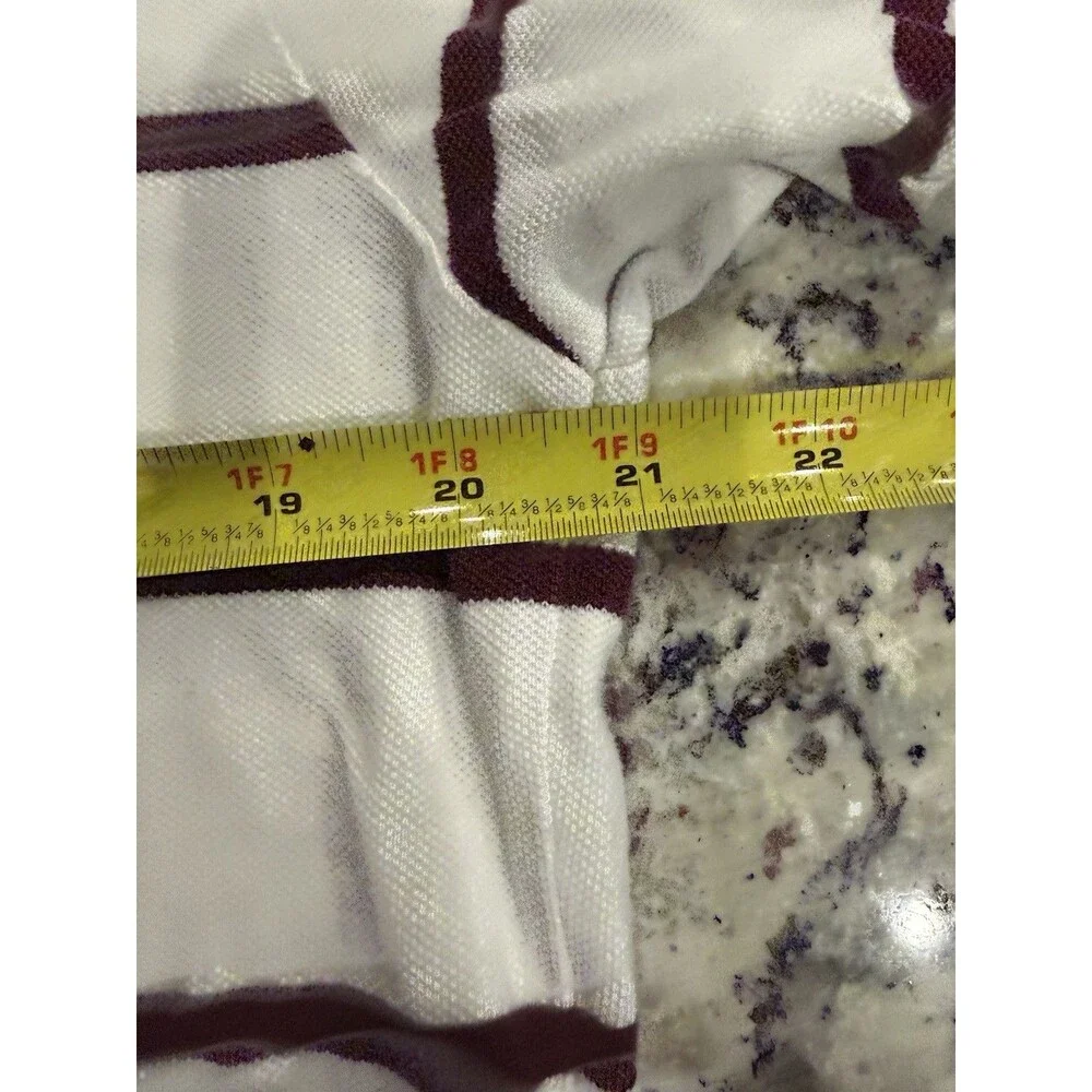 Polo Ralph Lauren Men’s Striped Polo Shirt Maroon And Cream Logo Size Medium